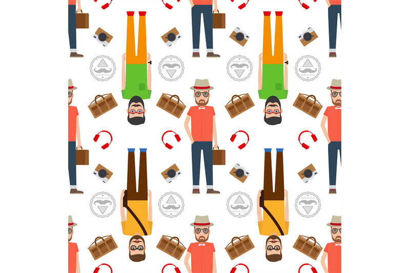 man-hipster-flat-style-seamless-pattern