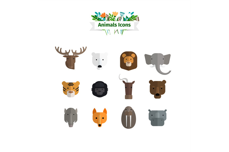 wild-animals-faces-flat-avatars-set