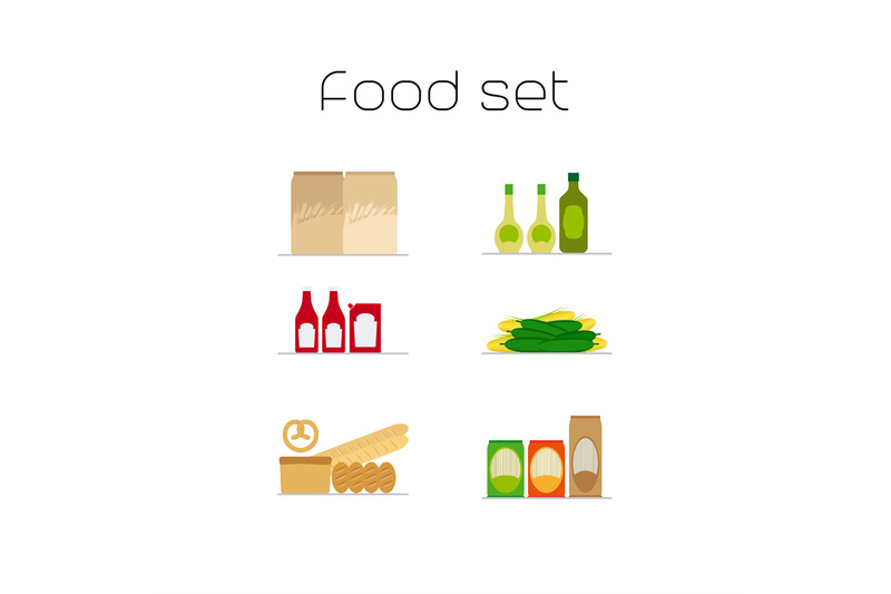 foods-market-flat-icons-set