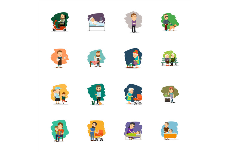 different-people-characters-icons-set