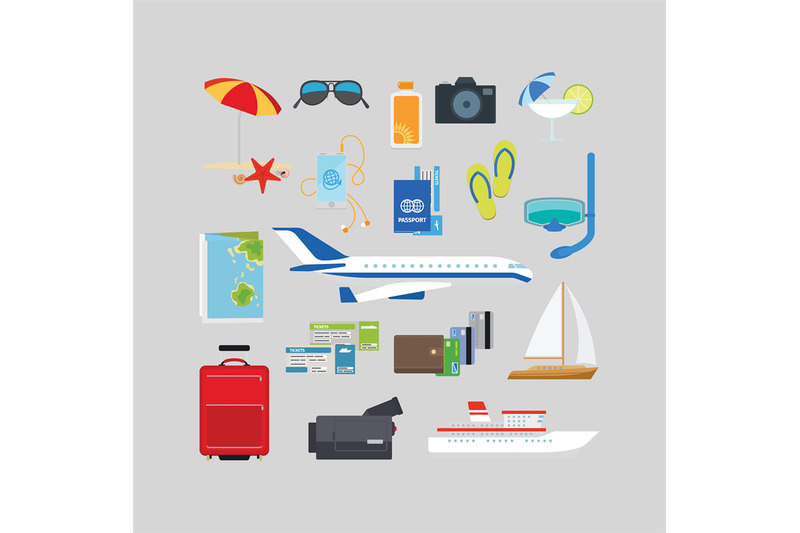 travel-and-tourism-summer-flat-icons