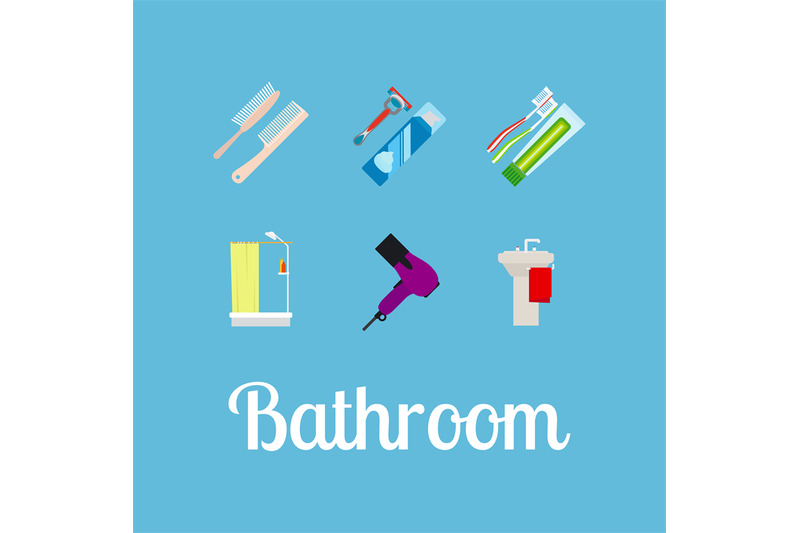 bathroom-items-flat-icon-set