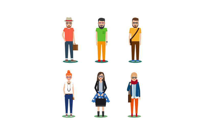 hipster-girls-and-boys-cartoon-icons