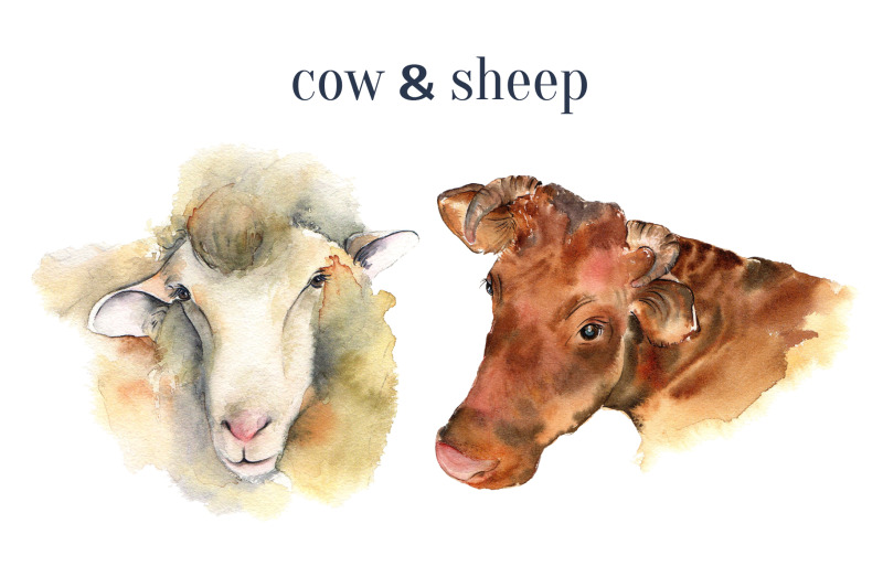 farm-animals-watercolor-collection