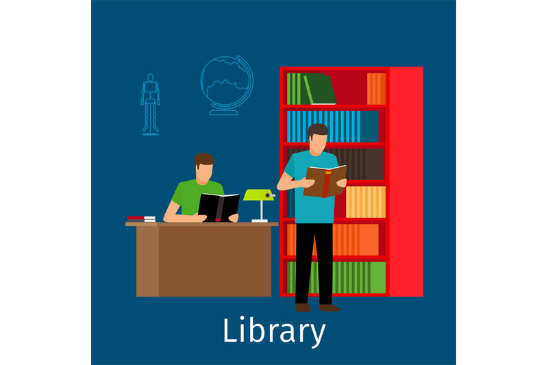 reading-in-library-illustration