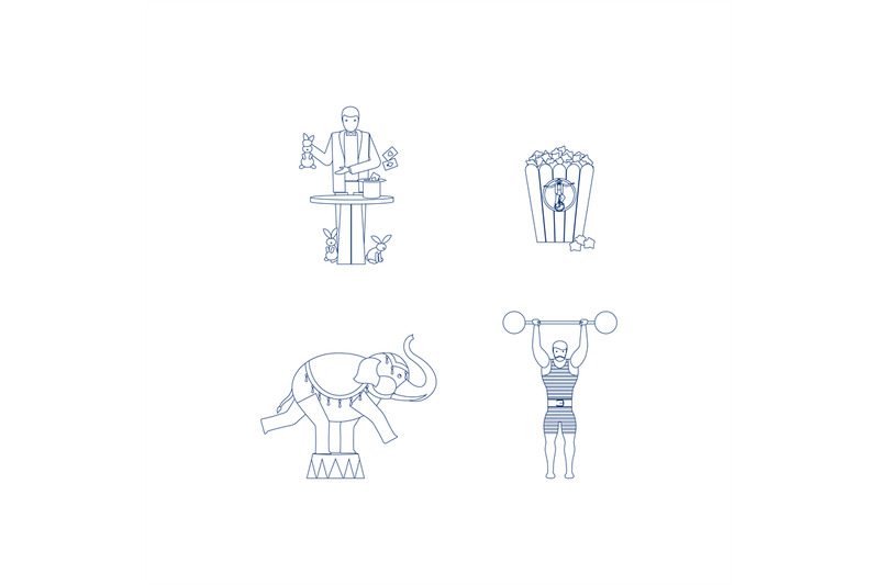 circus-vector-blue-line-art-icons