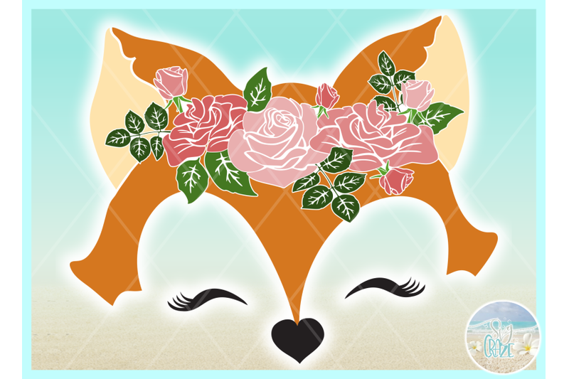 Fox Face With Roses Svg Dxf Eps Png Pdf Files For Cricut Silhouette By