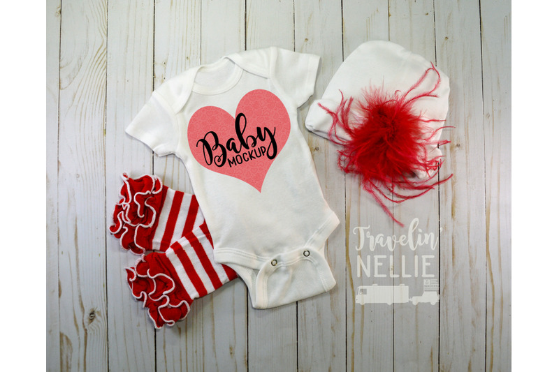 Free Fancy Baby Girl, White Blank Bodysuit Mockup, Infant One Piece Photo (PSD Mockups)