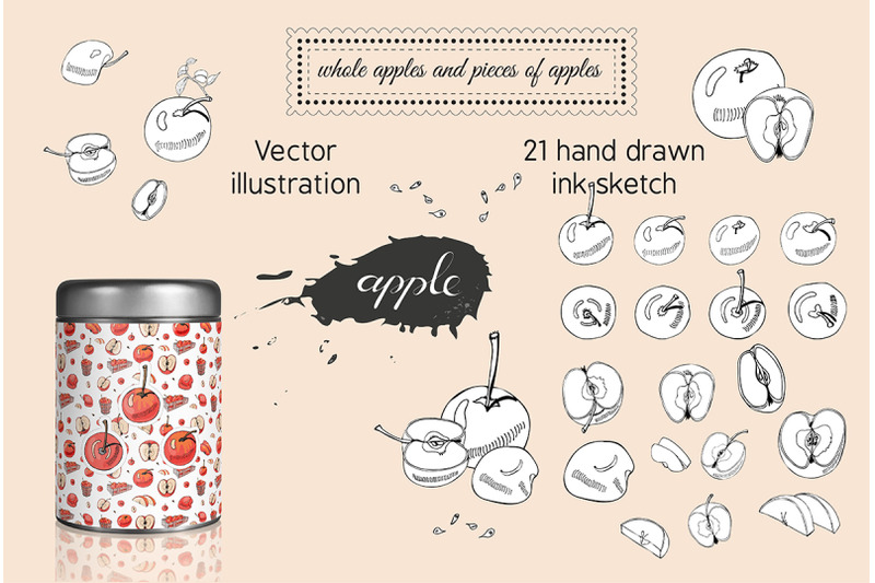 collection-with-apple-fruits-illustration-hand-drawn-sketch