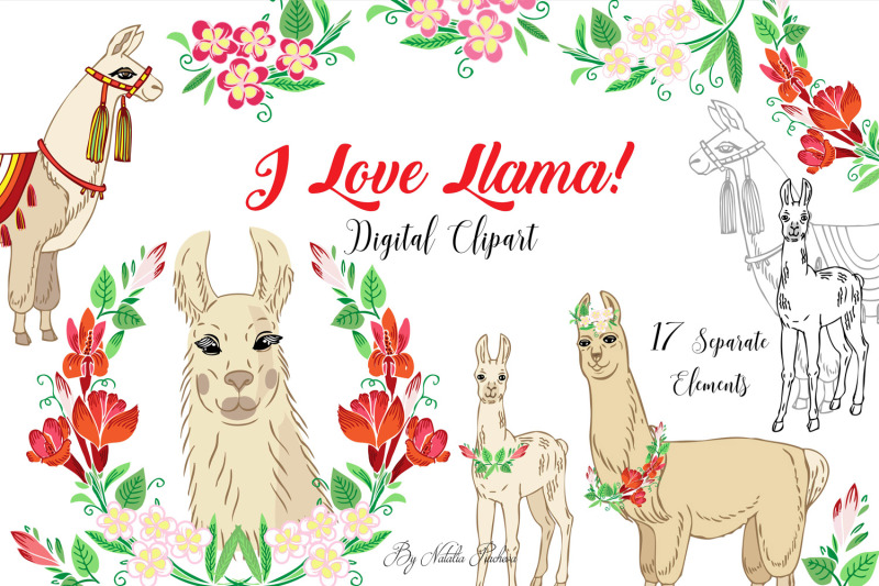 llama-clipart-with-red-flowers