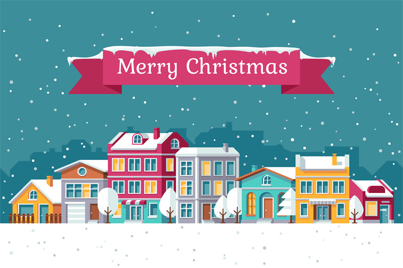 christmas-holiday-vector-greeting-card-with-winter-cityscape-in-snow