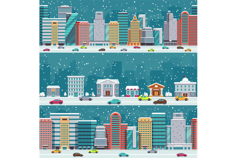 winter-city-streets-with-cars-and-buildings-christmas-night-cityscape