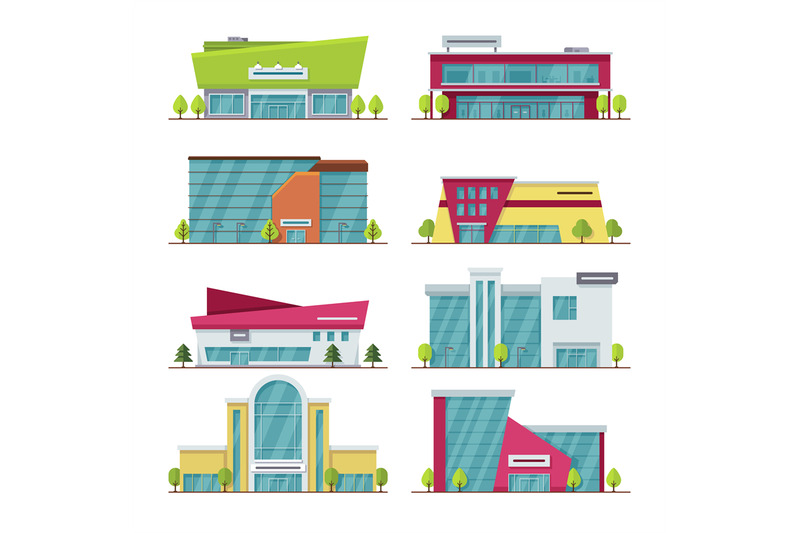 shopping-center-mall-and-supermarket-modern-flat-vector-buildings