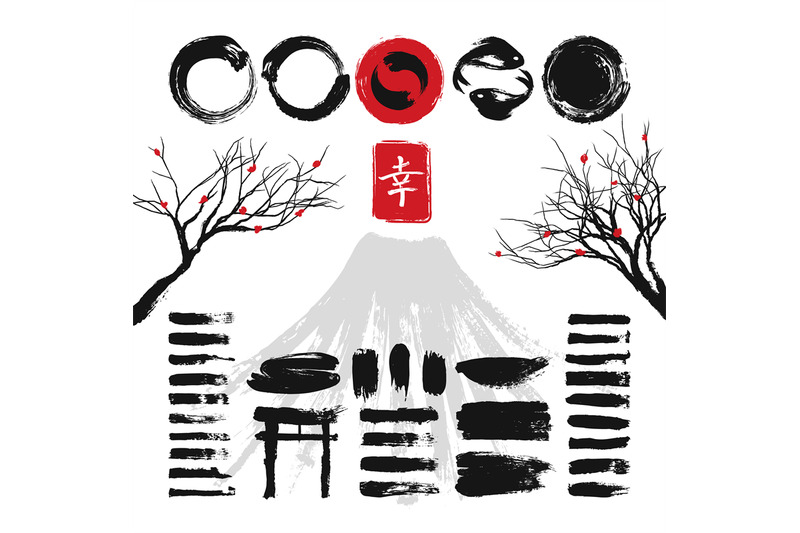 japanese-ink-grunge-art-brushes-and-asian-design-elements-vector-set