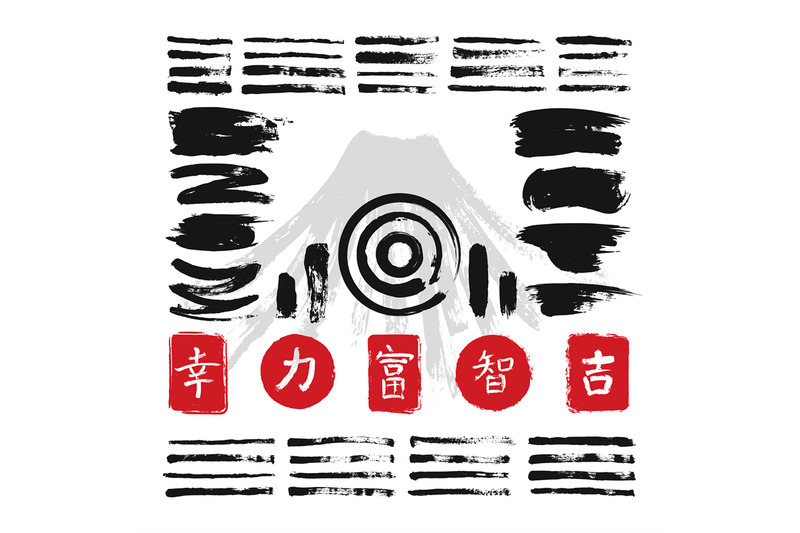 ink-calligraphy-brushes-with-japanese-or-chinese-symbols-vector-set