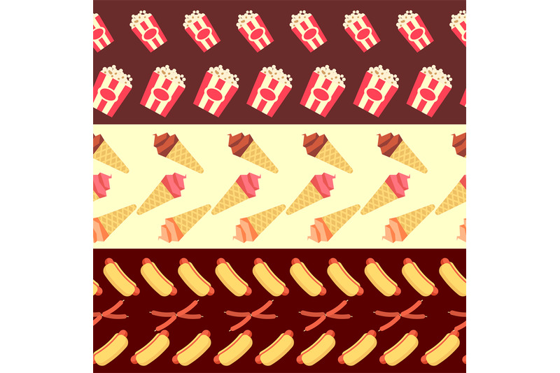fast-food-seamless-borders-collection-ice-cream-and-hot-dogs