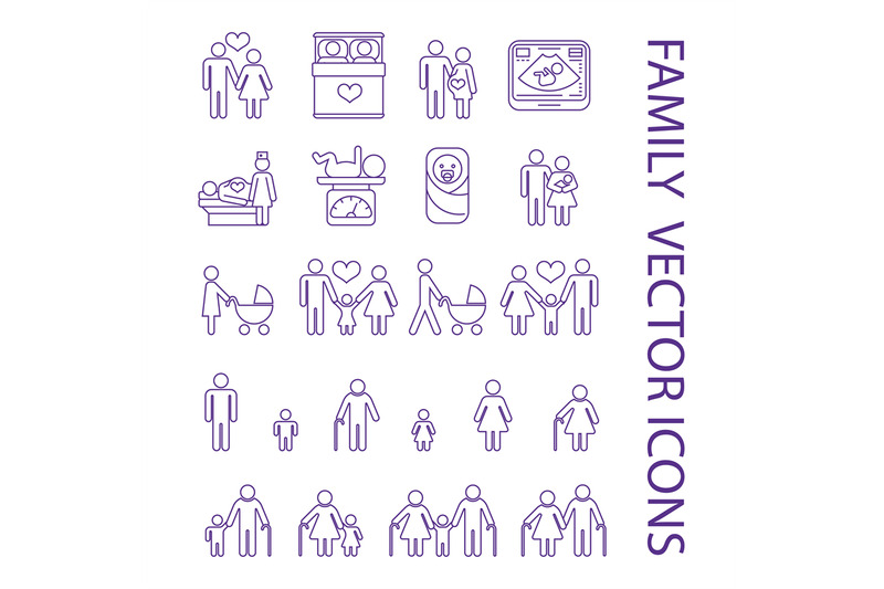 pregnancy-and-family-thin-line-icons-set