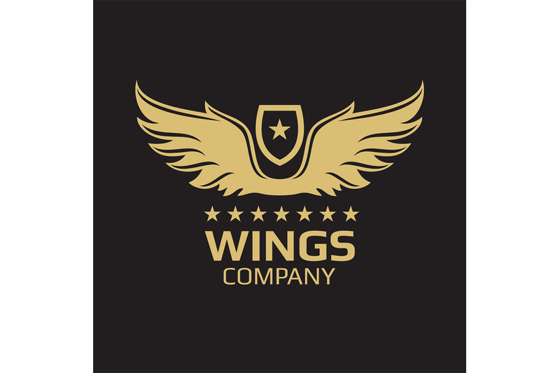 wings-logo-design-golden-wings-on-black