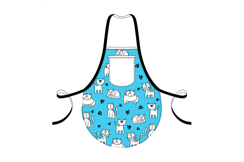 fashion-kitchen-apron-with-hand-drawn-cats-stylish-apron