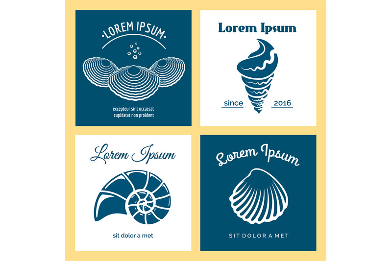 seashells-nautical-logo-templates-set