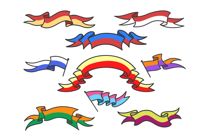 cartoon-colorful-ribbons-set