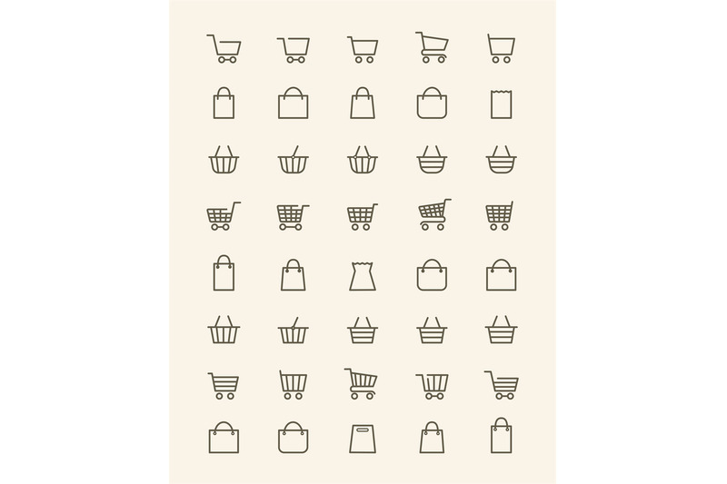 linear-shopping-basket-icons