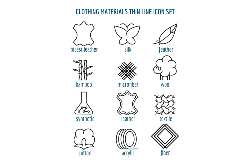 clothing-materials-thin-line-icons