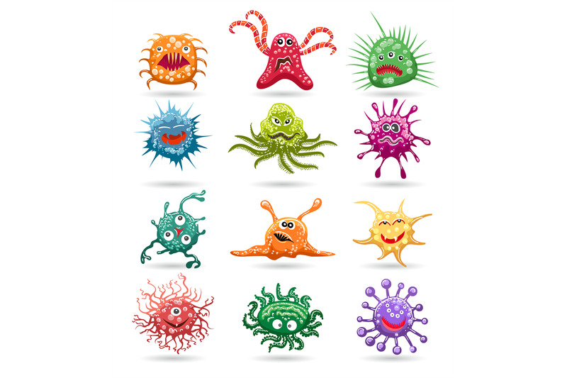 germs-cartoon-characters-set