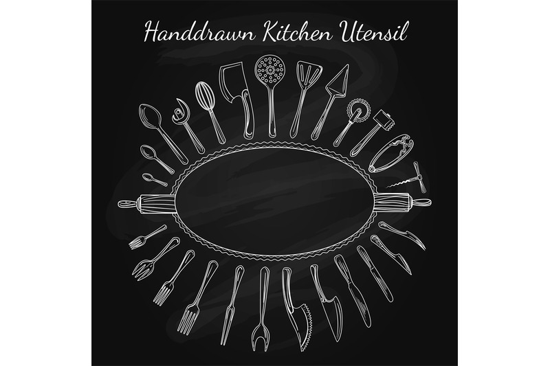 cutlery-and-cooking-utensils-on-chalkboard