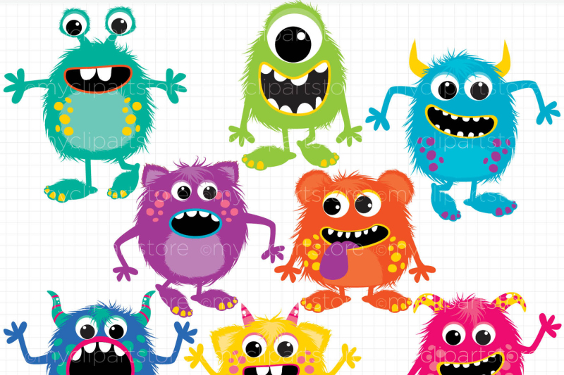 fluffy-monsters-vector-clipart