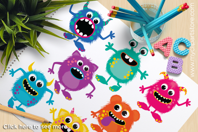 fluffy-monsters-vector-clipart