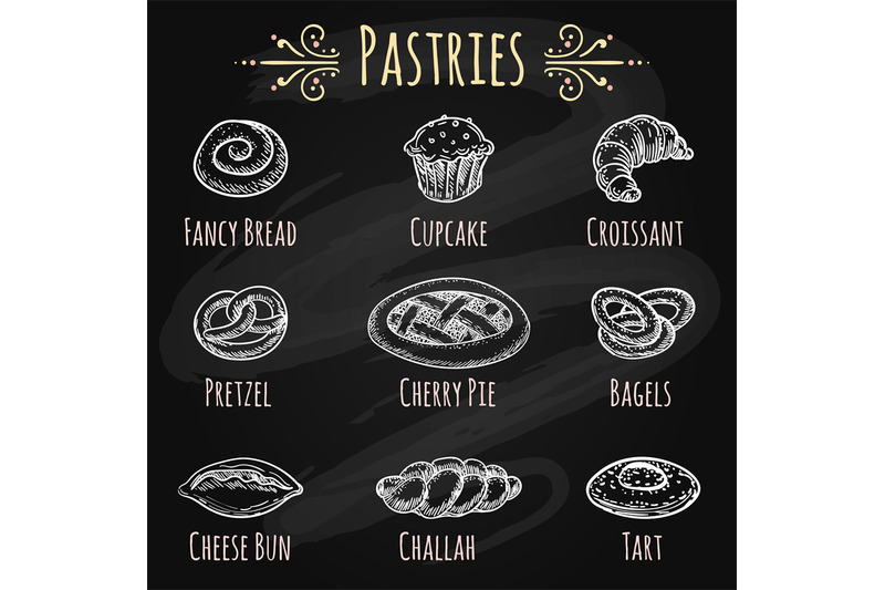 hand-drawn-pastries-on-chalkboard