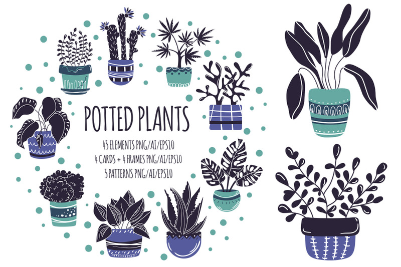 potted-plants-vector-collection