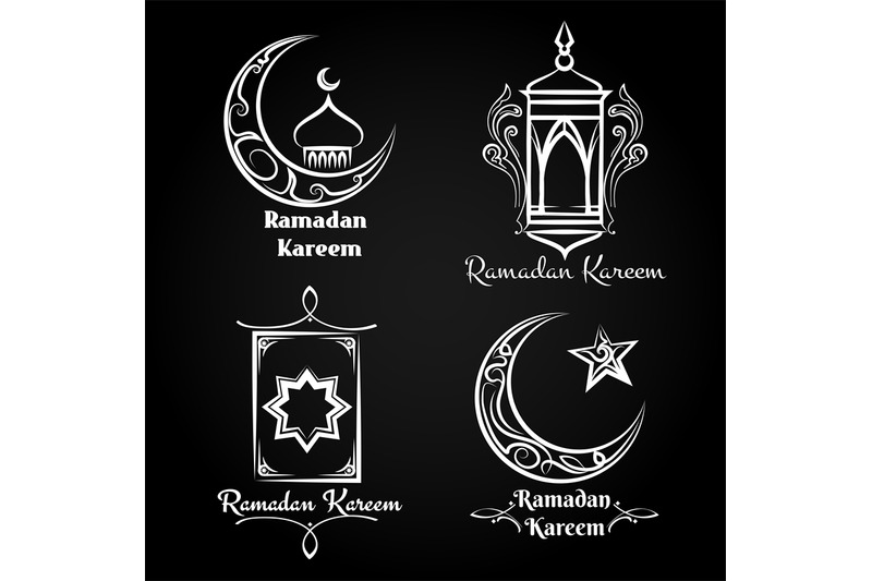 vector-ramadan-kareem-emblem-set