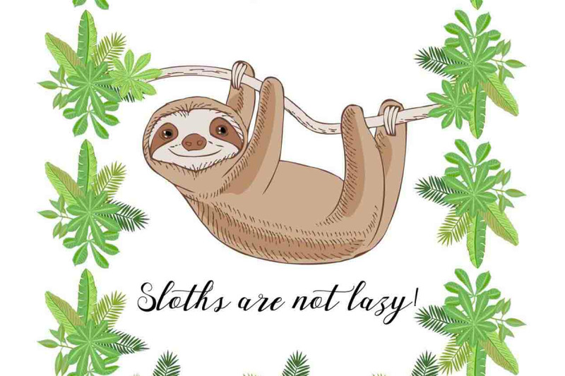 sloths-in-jungle-digital-clipart