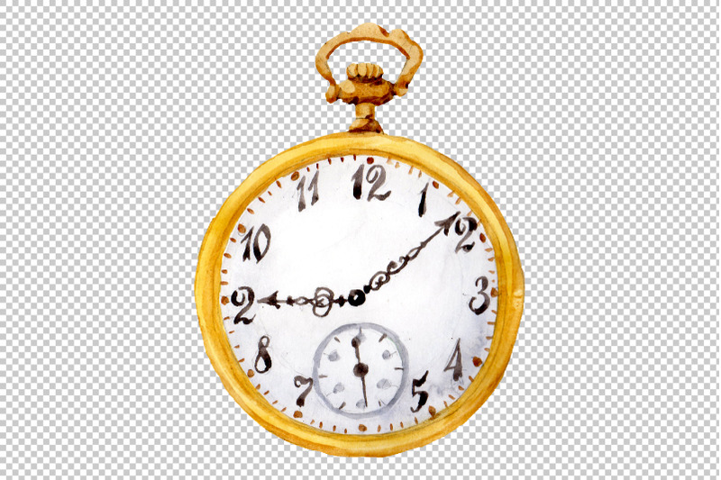 clock-old-watercolor-png