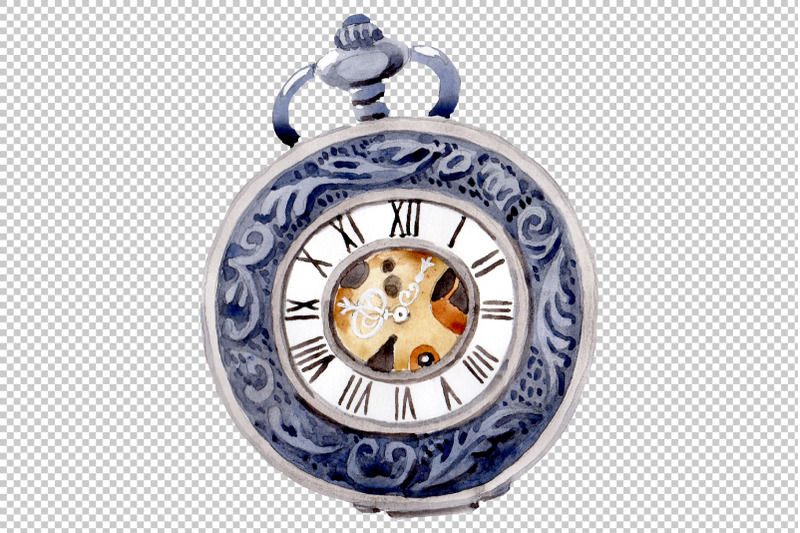 clock-old-watercolor-png