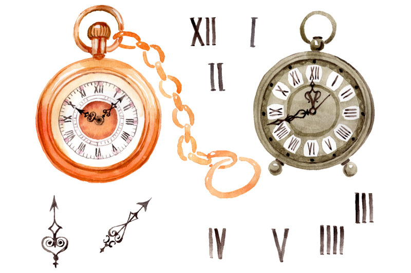 clock-old-antiques-watercolor-png
