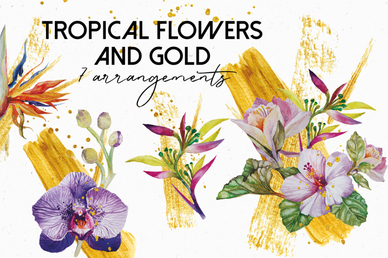 tropical-flowers-and-gold