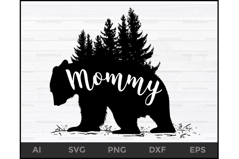 Download Mommy Bear SVG,Mommy Bear, Cut File,Silhouette, Cricut, Instant Downlo By Creative Art ...