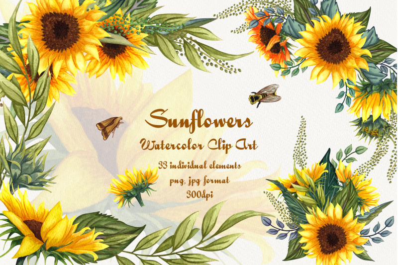 sunflowers-watercolor-set