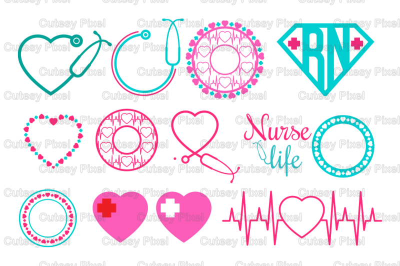 Nurse monogram Svg cutting file, nurse Desings SVG, DXF, Cricut Design ...