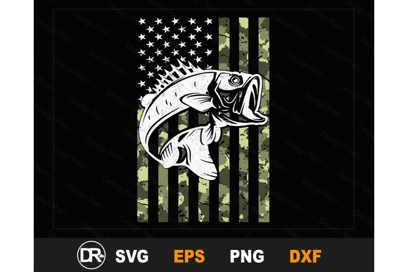 Download Fishing Tshirt Camouflage American Flag Bass Fisherman ...