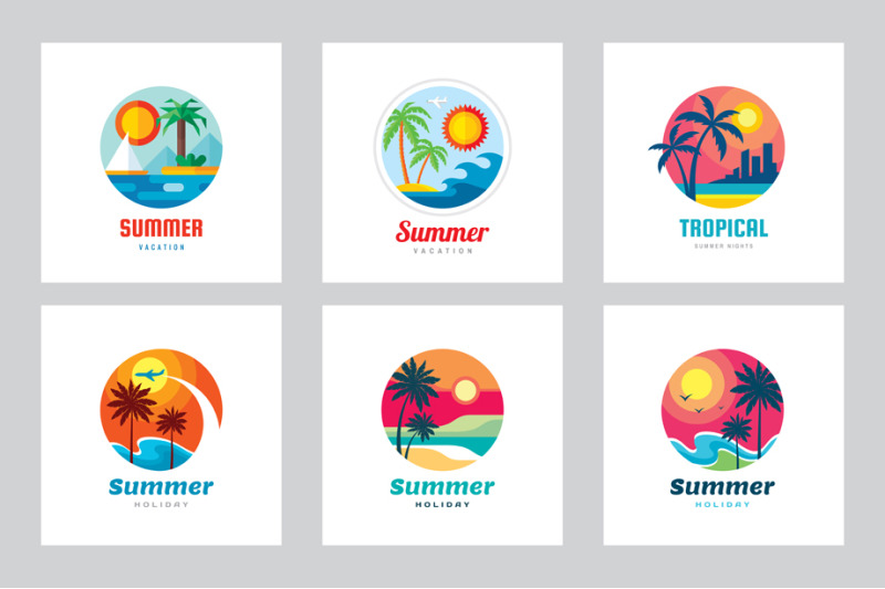 summer-travel-vacation-logo-set