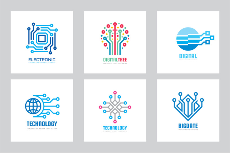 digital-technology-vector-logo-set