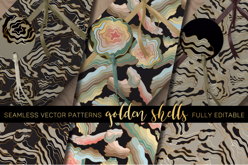 quot-golden-shells-quot-vector-patterns-fully-editable