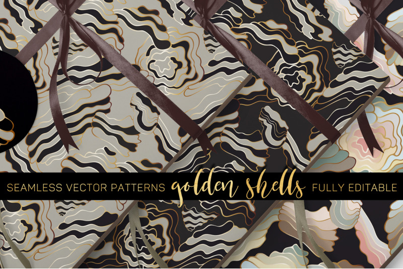 quot-golden-shells-quot-vector-patterns-fully-editable