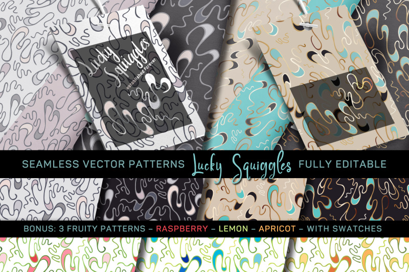 quot-lucky-squiggles-quot-vector-patterns-fully-editable