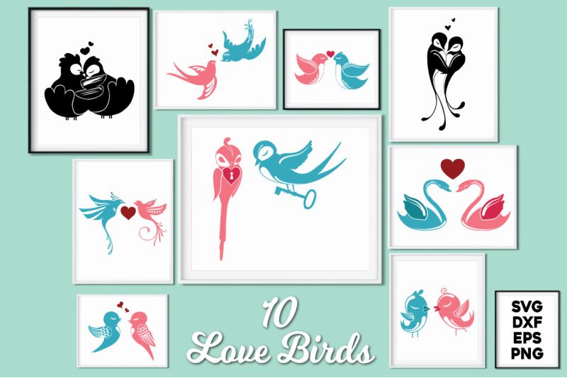 Download Love Birds SVG Cut Files Pack By Anastasia Feya Fonts ...