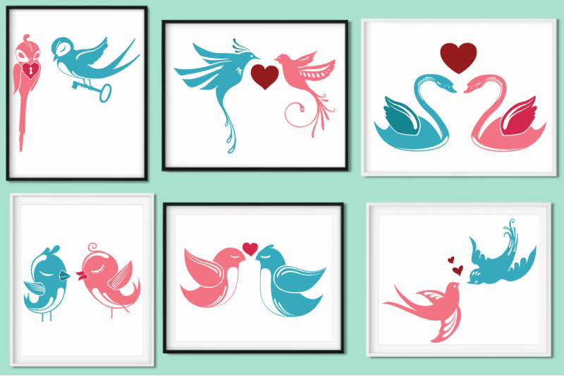 Download Love Birds SVG Cut Files Pack By Anastasia Feya Fonts ...